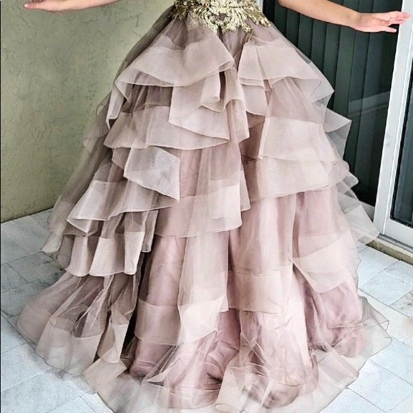 Mauve with gold prom ball down - Picture 2 of 6